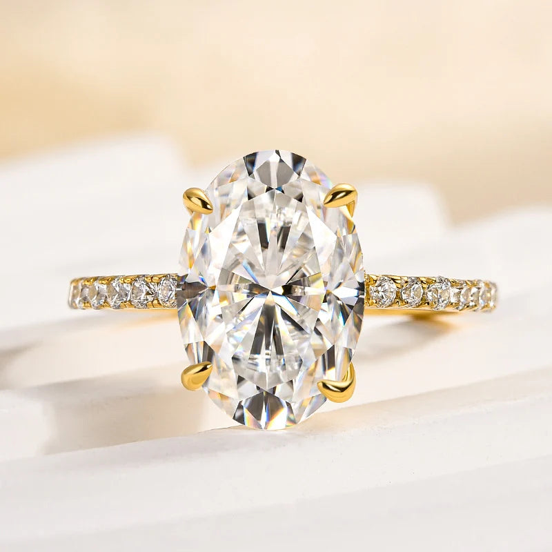 4.0Ct Oval Cut Classic Hidden Halo Pavé Engagement Ring Promise Ring