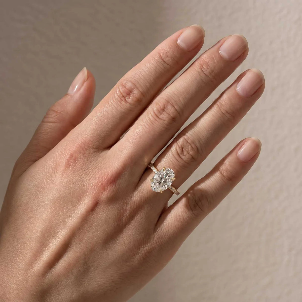 4.0Ct Oval Cut Classic Hidden Halo Pavé Engagement Ring Promise Ring